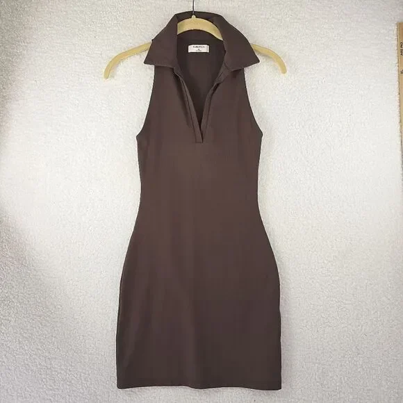 Babaton Golf Sleeveless Bodycon Dress Brown Size XS - Picture 10 of 10